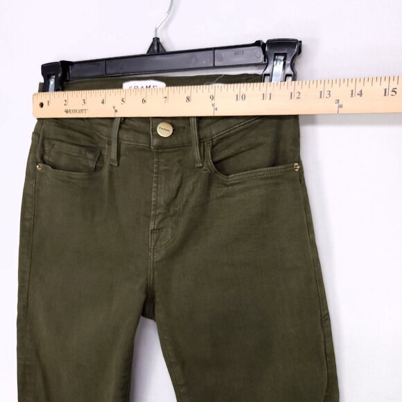 Frame Le Skinny De Jeanne Size 24 Skinny Jeans Green Mid Rise - Picture 10 of 13
